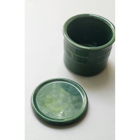 Longaberger Pottery Woven Traditions Lidded Jar 16 oz Ivy Green Salt 1 Pint - Picture 2 of 11